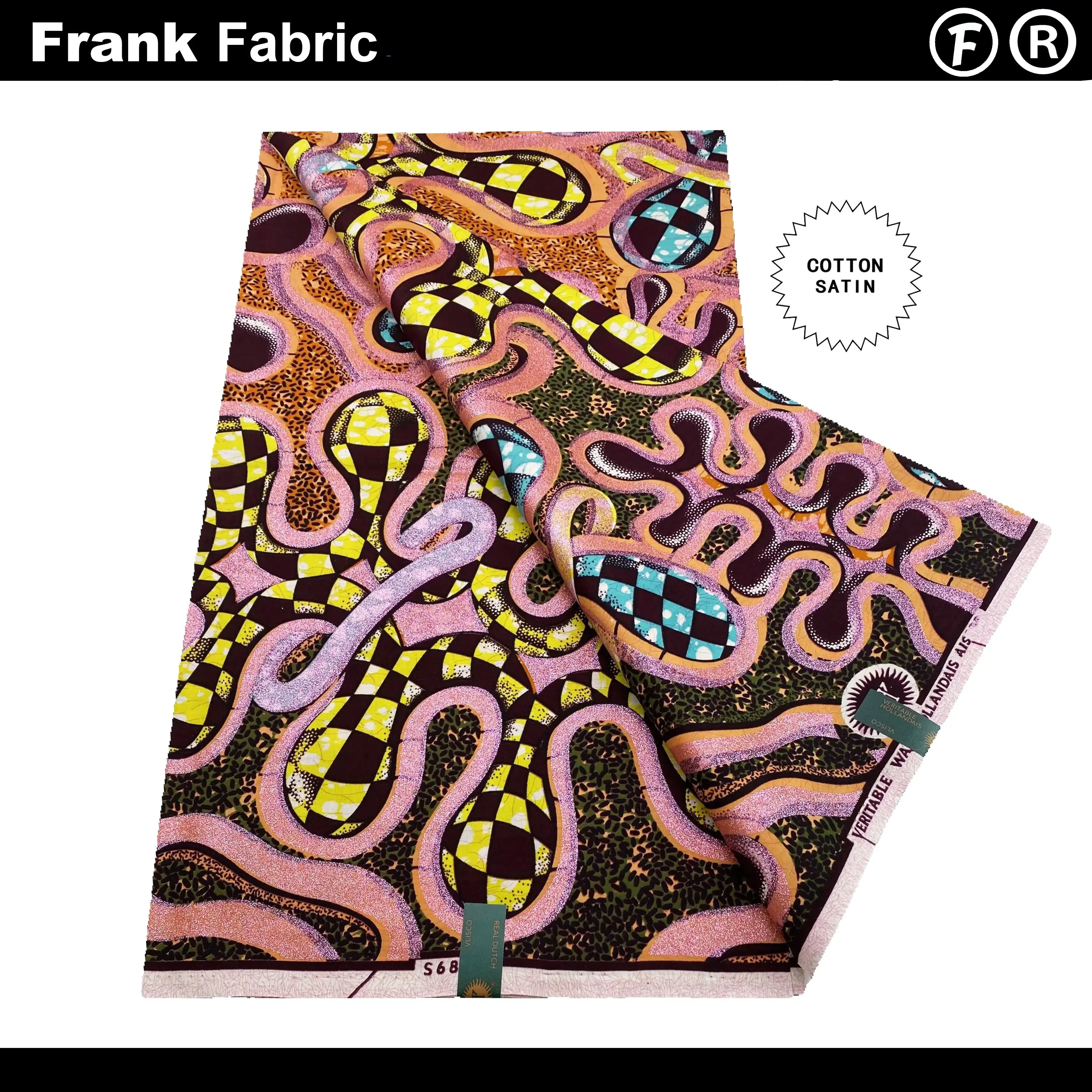 

Genuine Grand Super African Dye Fabric 6 Yards Real Dutch Ankara Wax Original From Holland For Sewing With QR Code VLSG2508.138