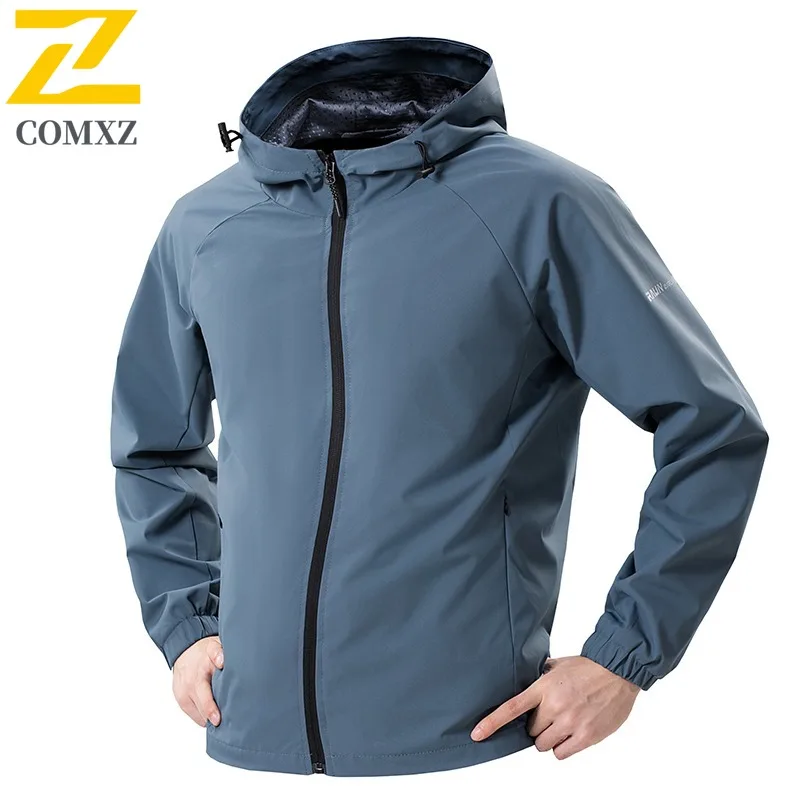 

COMXZ Men Jacket High-quality Hooded Outdoor Camping Windproof Motorcycle Jacket Hiking Travel Wear Resistant Autumn Coat