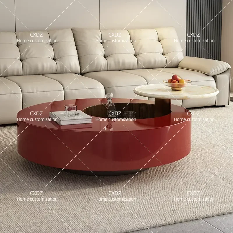New Rotating Round Coffee Table for Living Room Small Apartment Modern Simple Light Luxury High End Marble Side Table