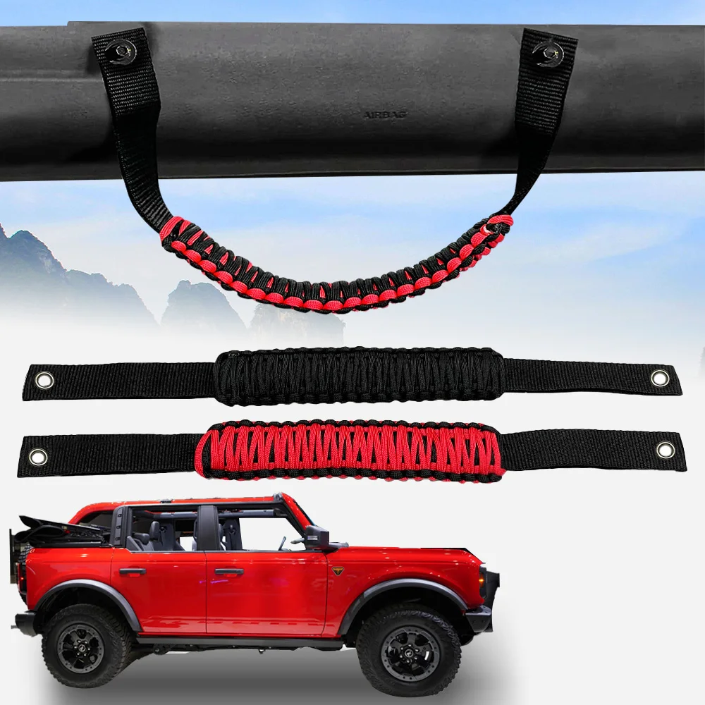 

Прочные Рулонные рукоятки из Паракорда, плетеный подлокотник, монтажная рукоятка с MagicTap для Ford Bronco 2021-2023, аксессуары