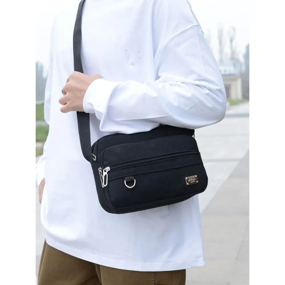 Bolso cruzado de lona para hombre, bolsa Retro de gran capacidad para teléfono