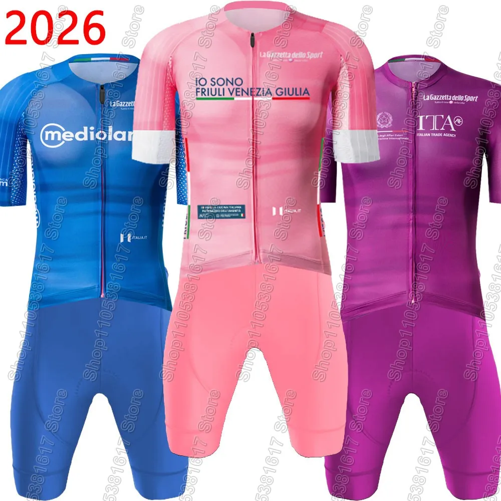 Conjunto de Ciclismo Tour De Italia 2026 Rosa, Morado y Azul, Ropa de Ciclismo, Camiseta de Ciclismo de Carretera, Pantalones Cortos con Tirantes, Ropa de Ciclismo MTB