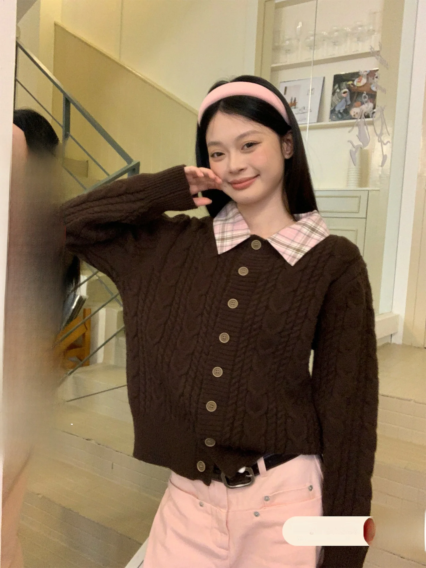 

Coffee Knot Knitted Sweater Women's Sle Inner irt Base Layer Super Beautiful Top Korean Version Loose Fit Long Sve