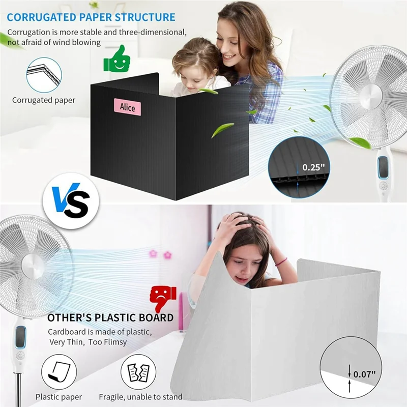 8 فواصل مكتبية فعالة للطلاب، مقسم كاريل دراسة بلاستيكي مقاوم للماء، درع فصول الدراسية سهل التنظيف