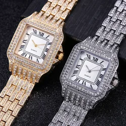 전체 Iced Out 시계 Diamound 럭셔리 여성 손목 시계 Bling Gold Watch 여성용 시계 Simple Watch Quartz Fashion Gifts