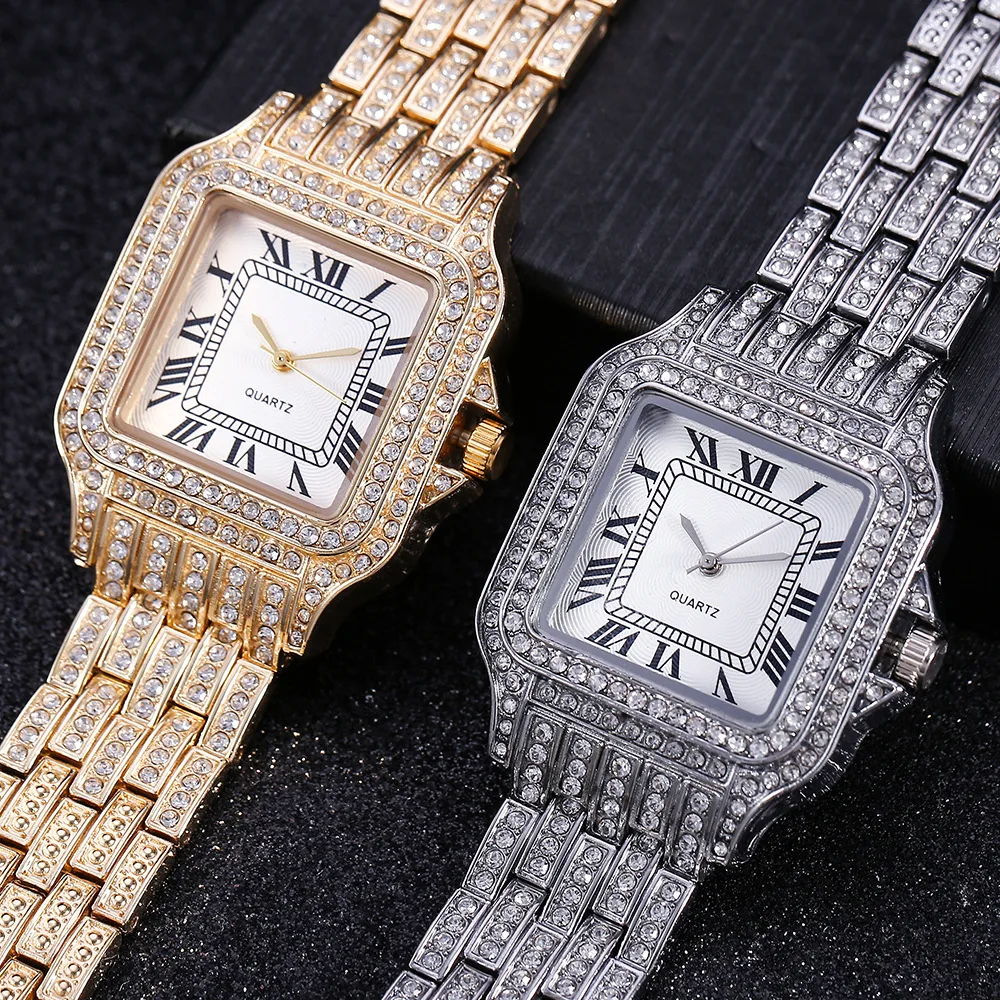 Full Iced Out Watch Diamound Luxury Women WristWatch Bling Gold Watch Ladies Watches for Women Simple Watch Quartz Fashion Gifts