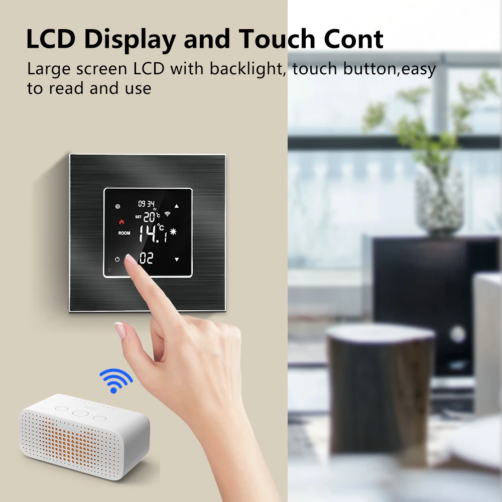 Bingoelec Tuya Smart Wifi Thermostat for Gas Boiler Warm Floor Heating Home Temperature Controller Alexa Google Aluminum frame