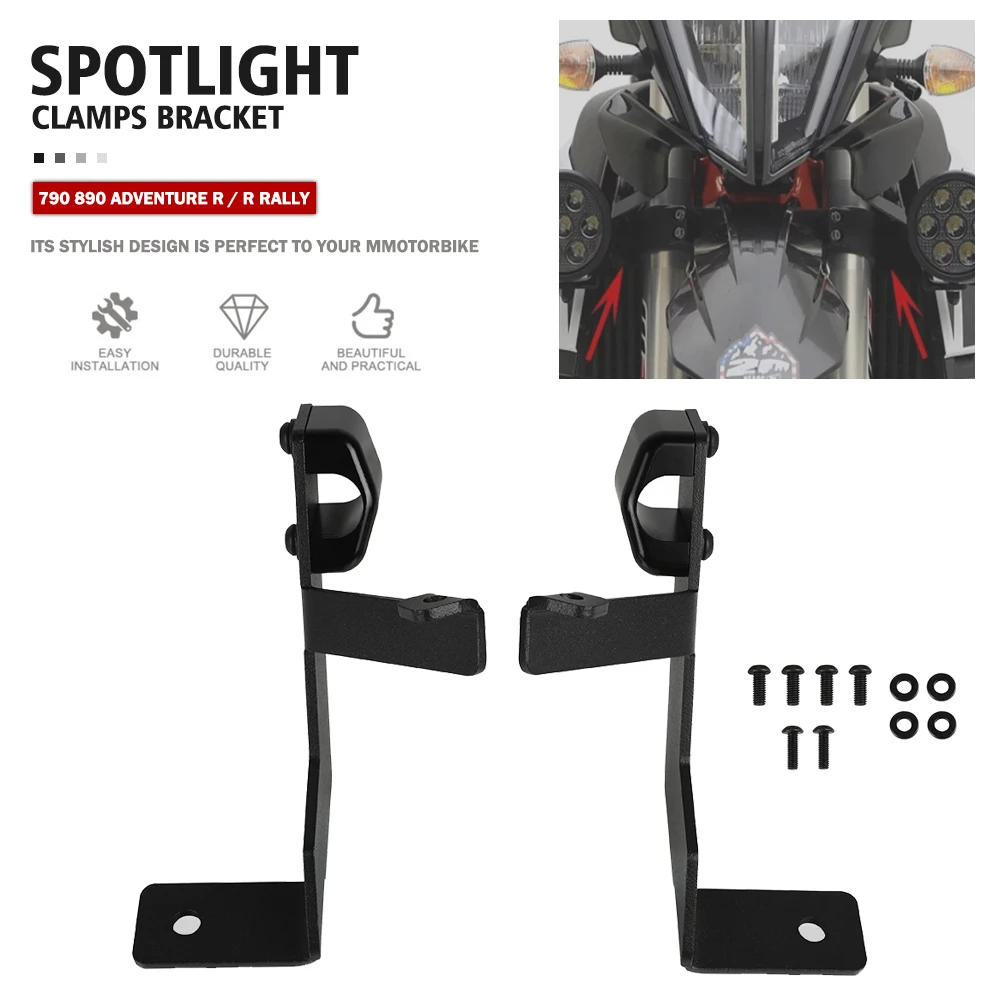 

For 790 890 Adventure R / R Rally 2019-2023 Motorcycle LED Headlight Spotlight Clamps Bracket Fog Light Auxiliary Lamp Holder