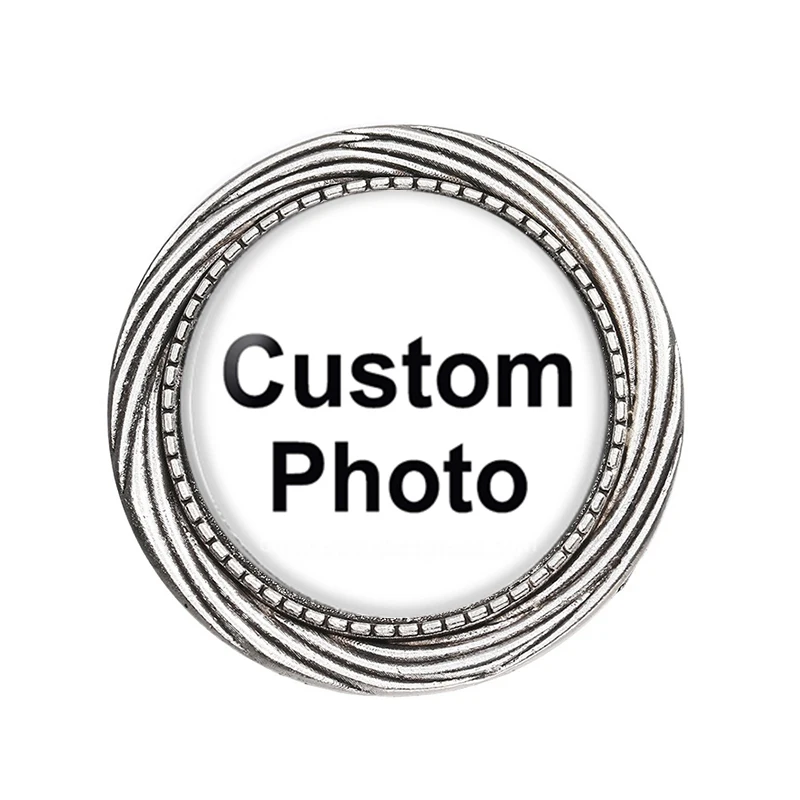 Personalize Custom Brooch Photo Logo Patterns Round Circles Retro Silver Plated/Bronze For Family Anniversary Collar 30mm Pins