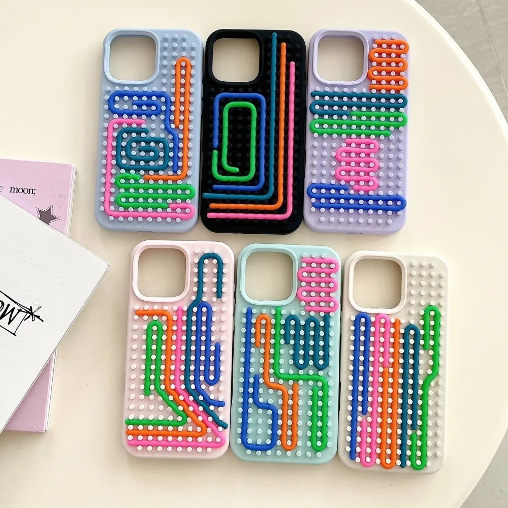 Funny Sensory Activity Board Silicone Decompression Phone Case For iPhone 16 15 14 13 Pro Max DIY Creative Silicone Soft Cover