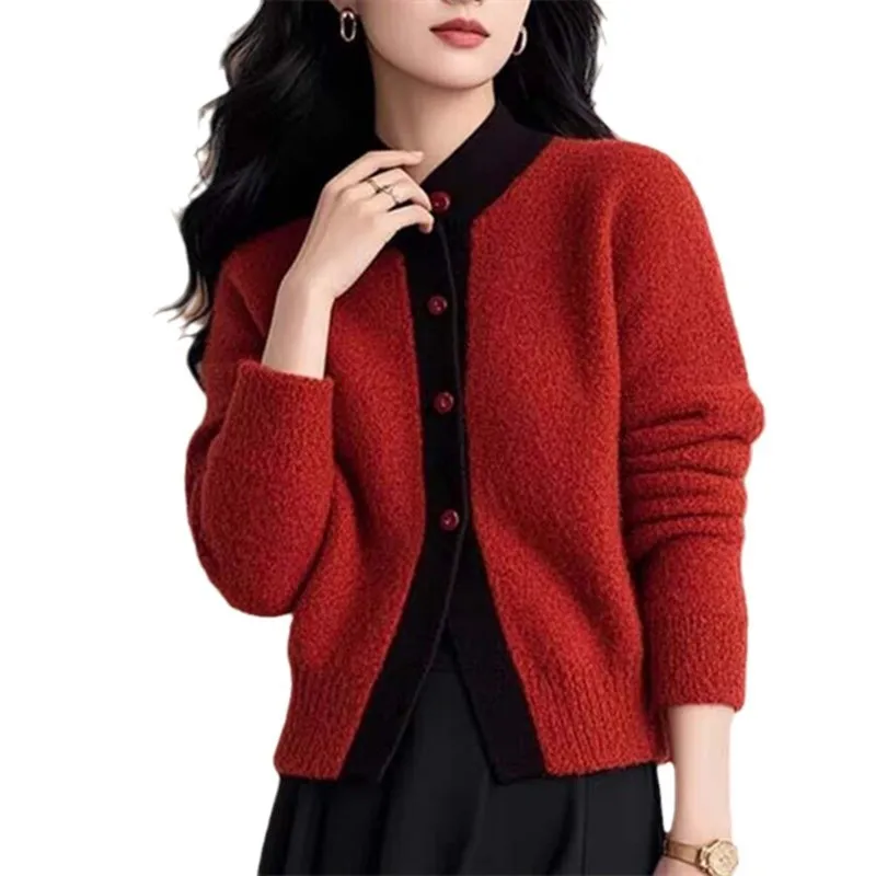 Tasten Strickjacke Frau Kleidung Neue Frühling Herbst Woolen Jacke Mode Strickwaren Mantel Weibliche Lange Hülse Tops Stricken Dame Pullover