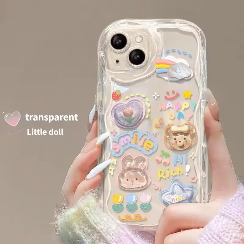 Cartoon Bear Rabbit Phone Case for Huawei Honor 90 Lite 20 50 SE Nova 5T 11 7 9 10 P30 P40 Mate 30 40 Pro Soft Wavy Edge Cover