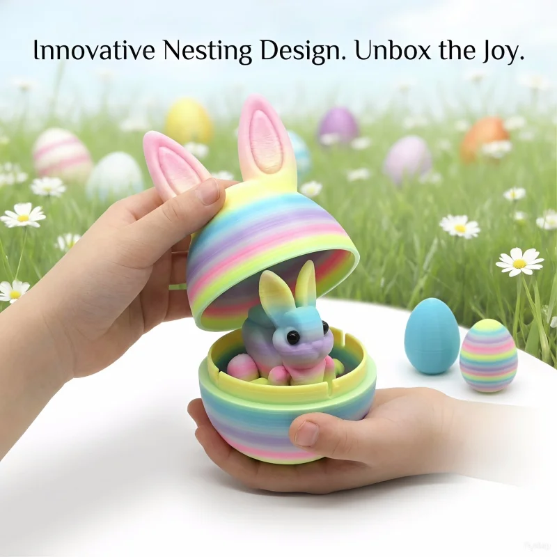 

Cute 3D Printed Rabbit Eggs With Mini Bunny Surprise Egg Home Desktop Ornament Easter Gift For Kids Party Favors Goodies Filler