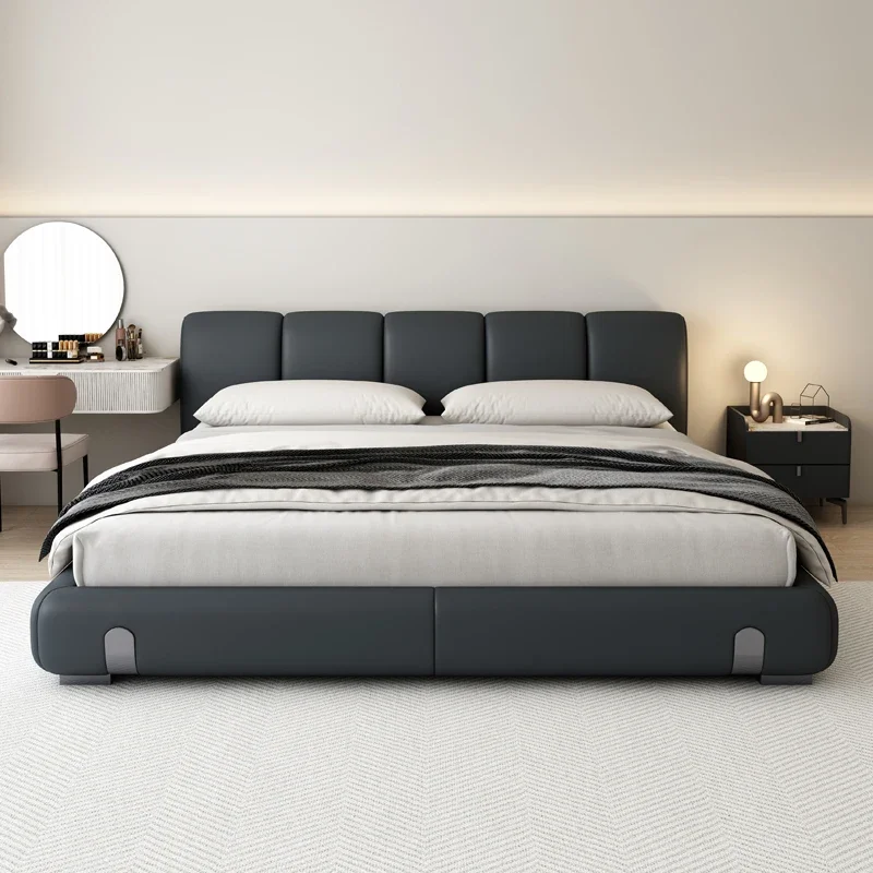 Soft Bedroom Bed Headboard Designer European Leather Bedding Bed Wooden Design Sleeping Muebles Para Dormitorio Home Furniture