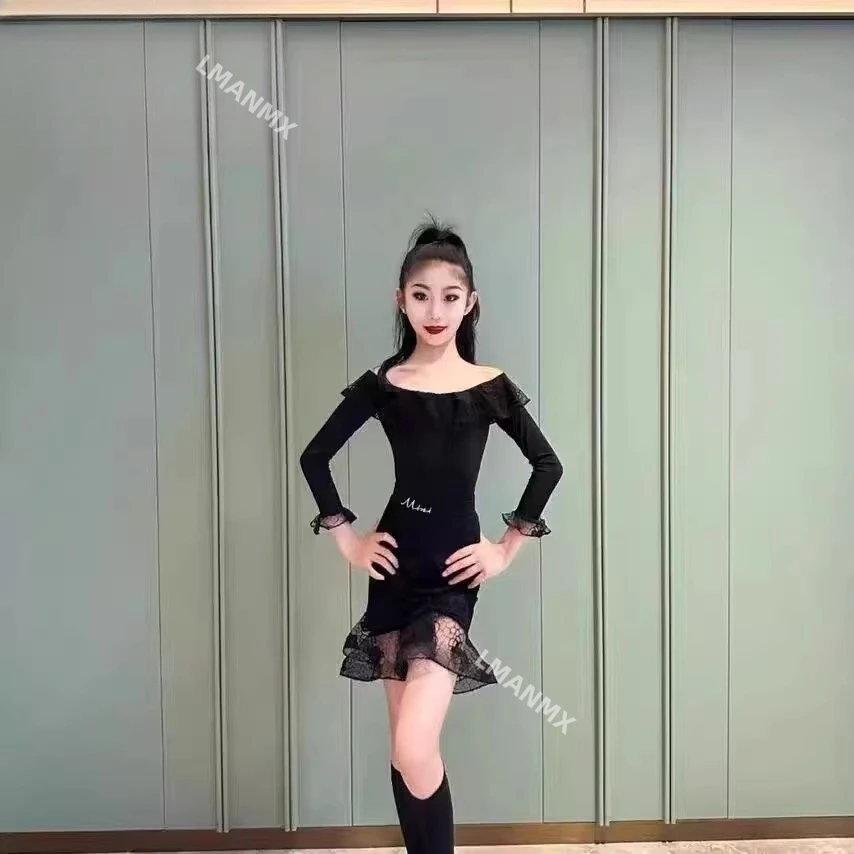 Latin dance dress for girls, professional regulations, competition dress, new autumn and winter children's practice dress