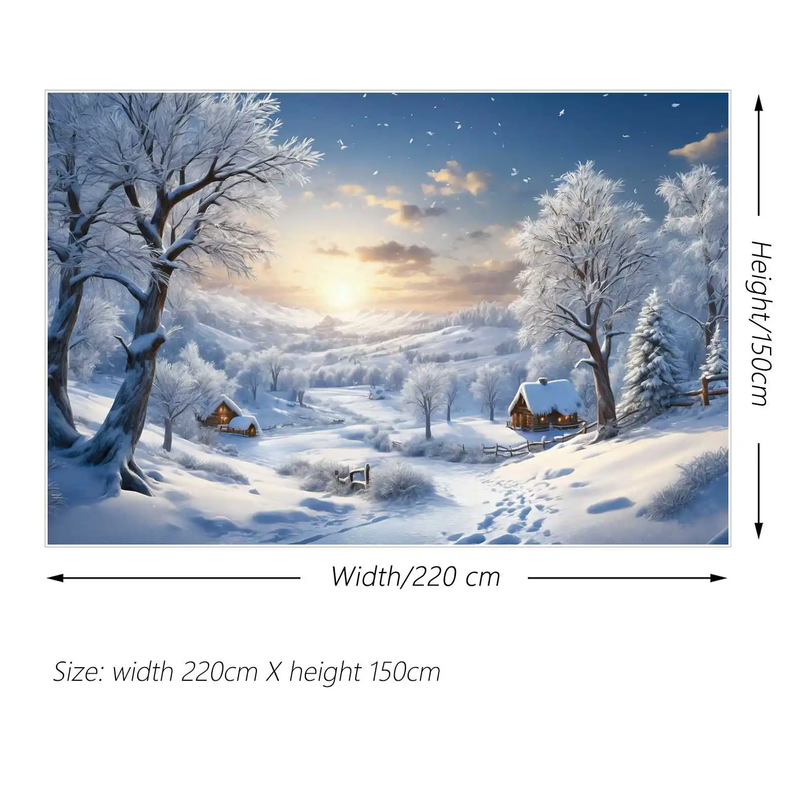 MOON.QG Backdrop Christmas Snow Winter Village Background Photography Decoration Mountain Forest Home Photozone Shooting Props