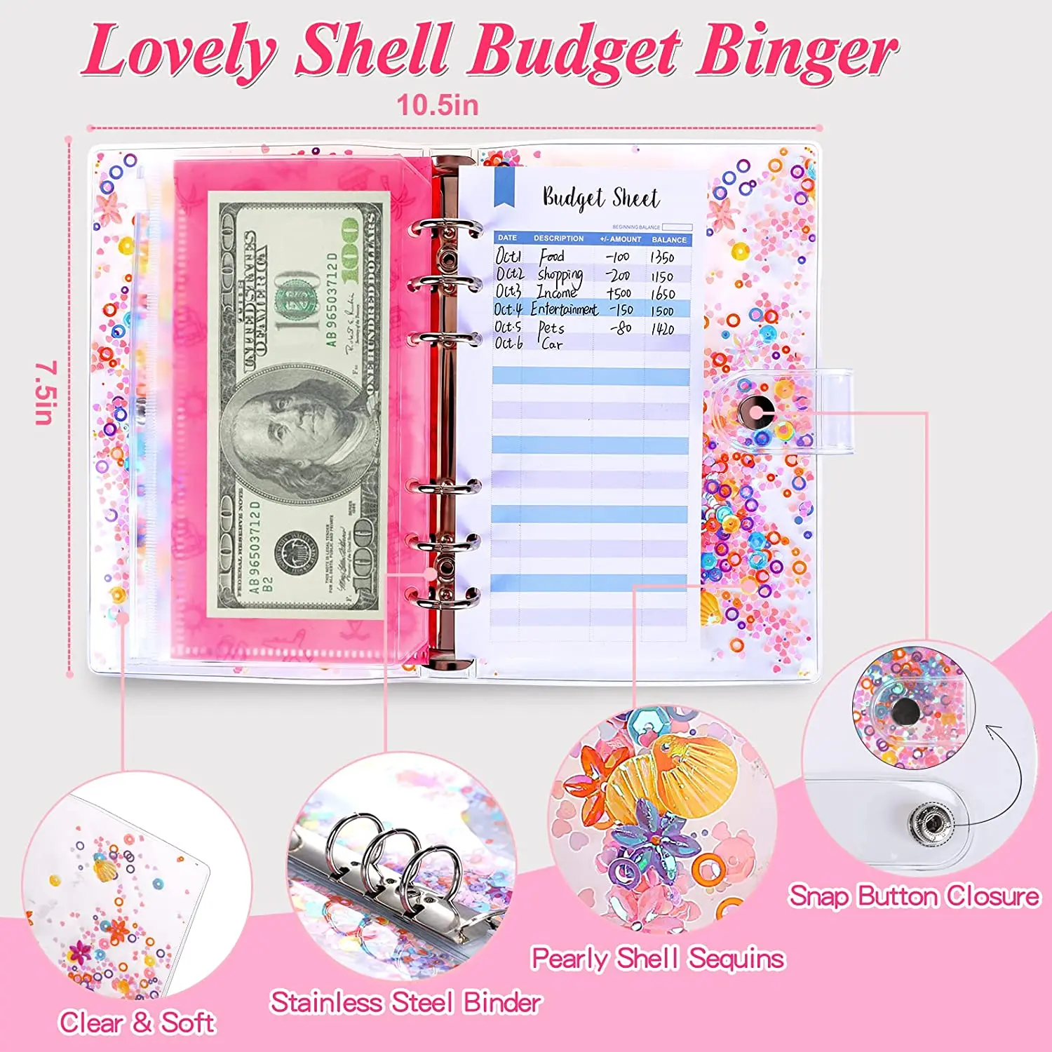 31 шт., конверты из ПВХ для денег, 6 отделений