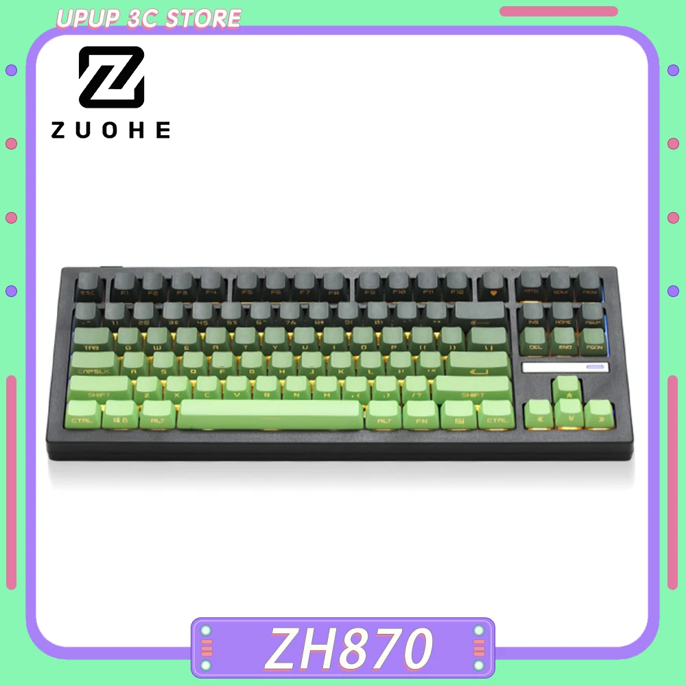 Zuohe ZH870 Mechanical Keyboard 88Keys Three Mode RGB Bluetooth Wireless Gaming Keyboard Hot Swap Custom Pc Gamer Accessories