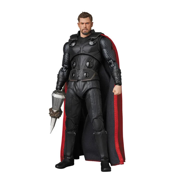 Avengers Thor Action doll Submachine Gun Axe Interchangeable Head Hinged PVC Collectible Model Toy with Display Stand Gift