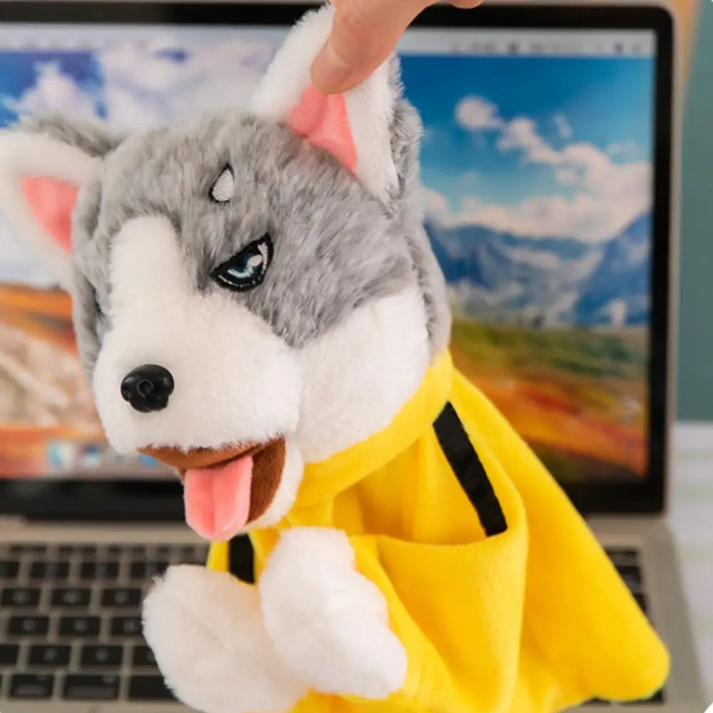 Kung Fu Boxing Husky Stuffed Animal Dog Finger Doll Husky Hand Puppet 25cm Battle Sound Kung Fu Animal Toy Children's Gifts