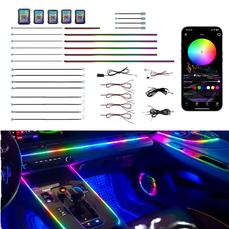 

18 in 1 Universal 12V 3-5W Car Led Dashboard Atmosphere Light Interior Multicolor Rgb Symphony Ambient Light Strip
