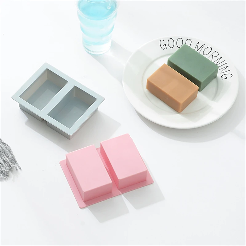 2 Cavity 3D Handmade Silicone Soap Molds Massage Therapy Bar Making Mould Tools DIY Rectangle Shape Soaps Resin Crafts