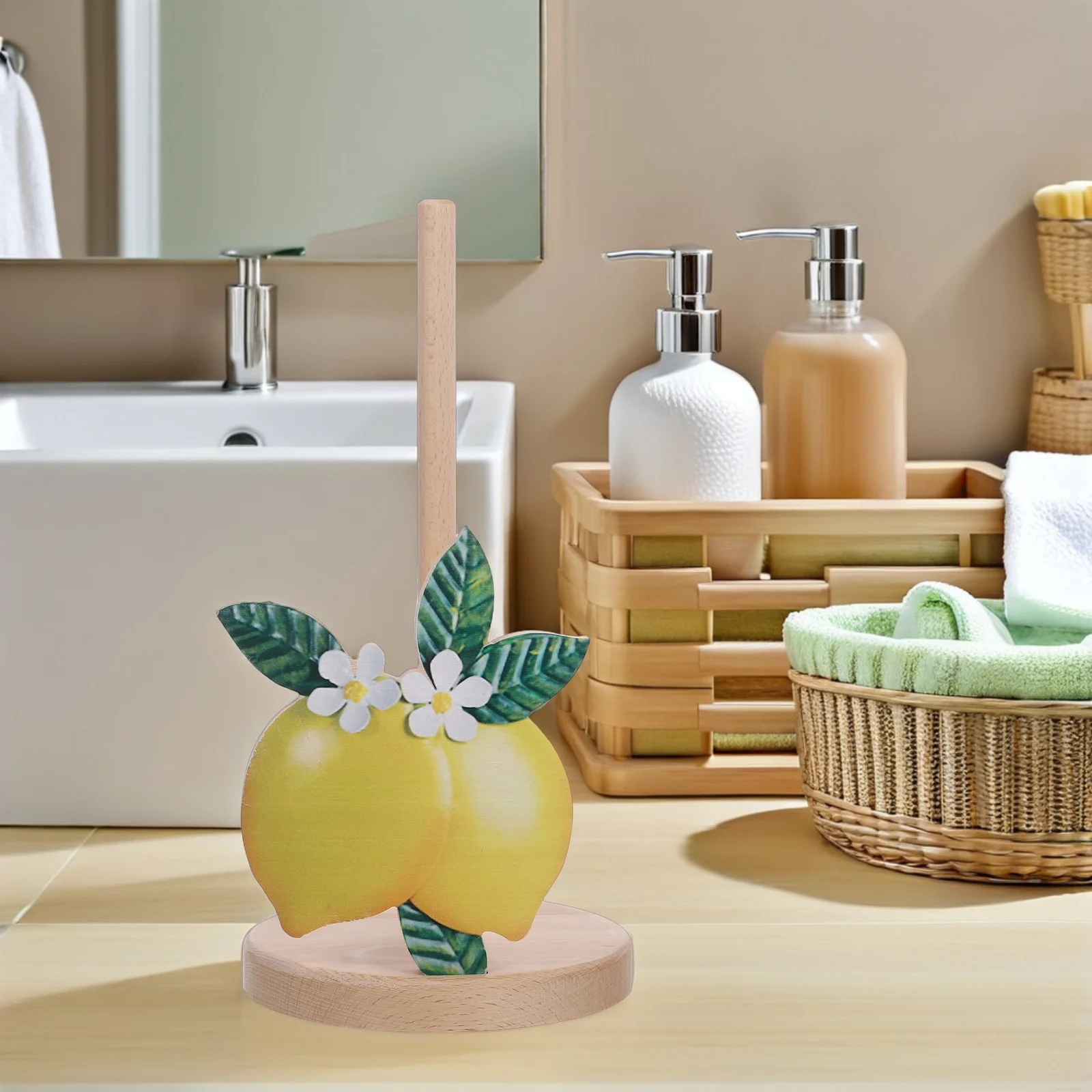 

1 Set Paper Towel Holder Lemon Shape Standing Roll Organizer For Kitchen Bathroom Dining Kitchen Paper Towel Roll Holder Room