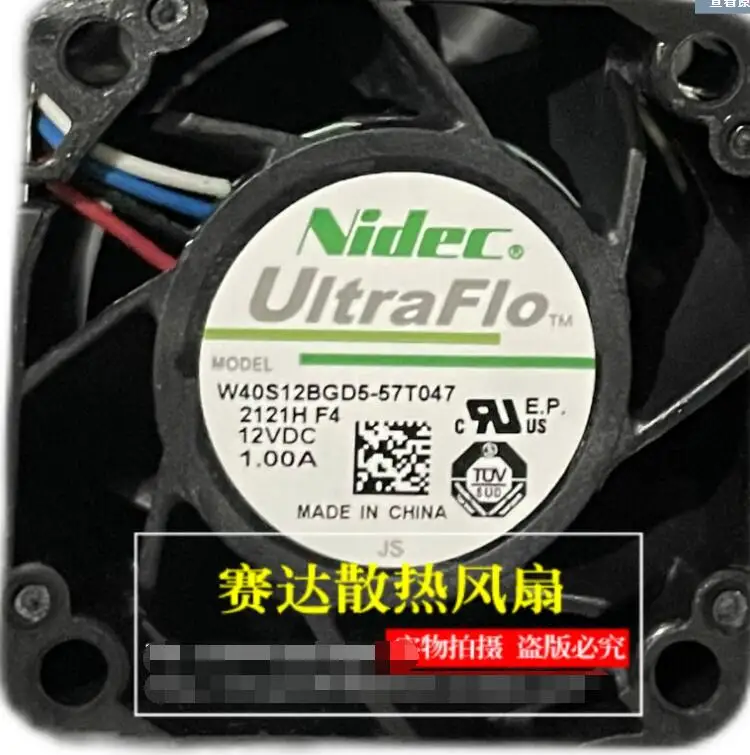 Nidec W40S12BGD5-57T047 DC 12V 1.00A 40x40x28mm 4-Wire Server Cooling Fan