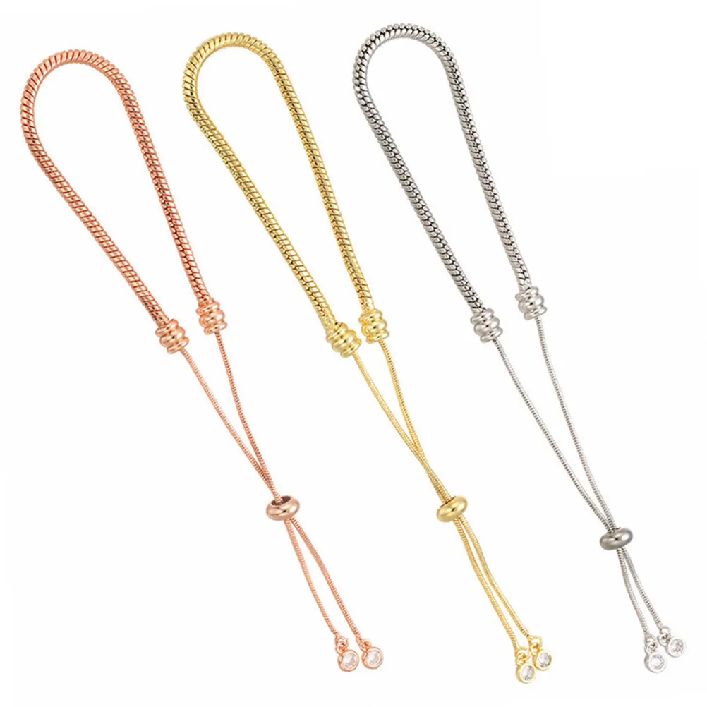 3pcs Brass Link Adjustable Diy Semi-Finished Hand Chain Jewelry Making Accessories Golden White Gold Rose Gold