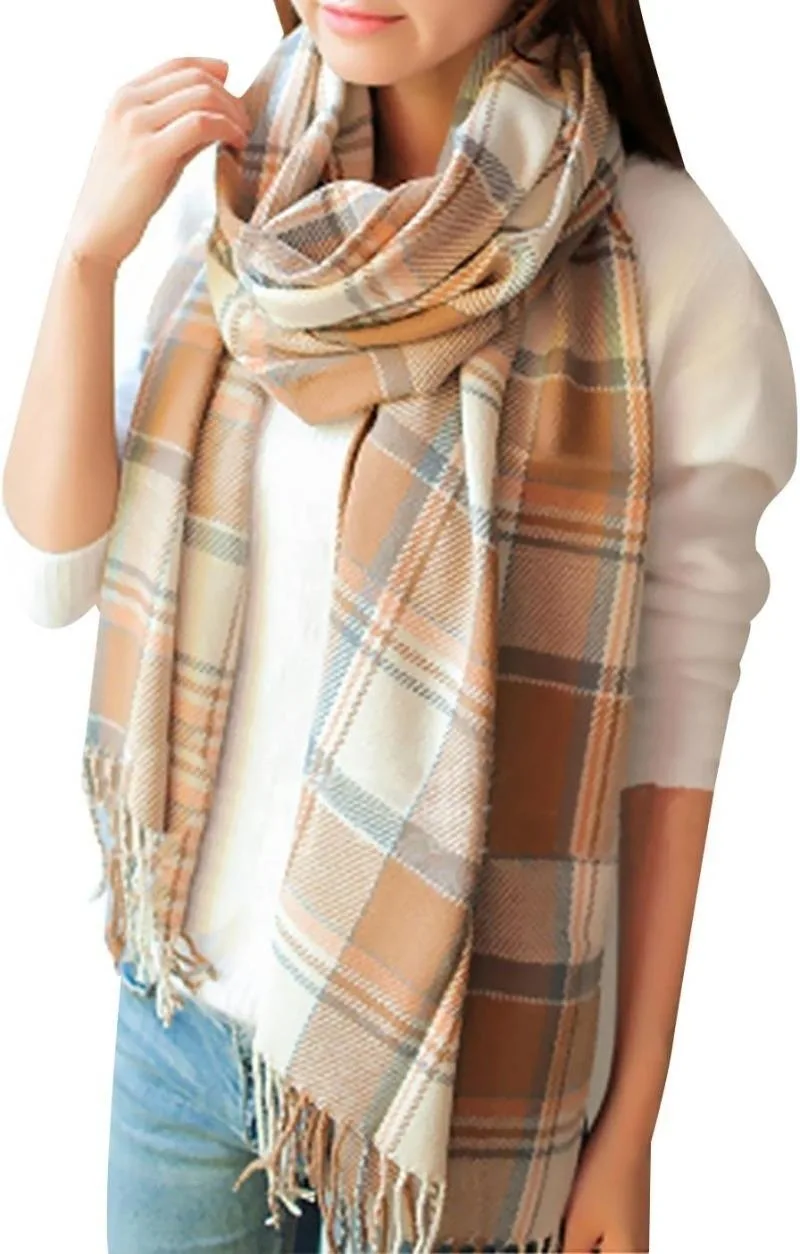 Fashion Winter Womens Scarf warm thick Long Plaid Shawl Wrap Cashmere Lattice Large Scarves Gifts