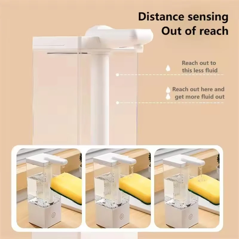 Dispensador de sabonete automático sem toque - 490ml USB recarregável sem contato para sabonete líquido/desinfetante ideal para cozinha/banheiro