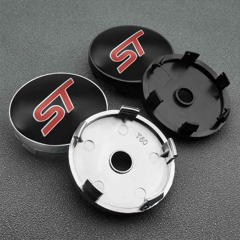 4Pcs 56+60 Car ST Emblem Hub Center Cover Wheel Sticker Decoration Badge hub Decal For Ford Focus 2 Focus 3 4 2005-2017 ST LINE