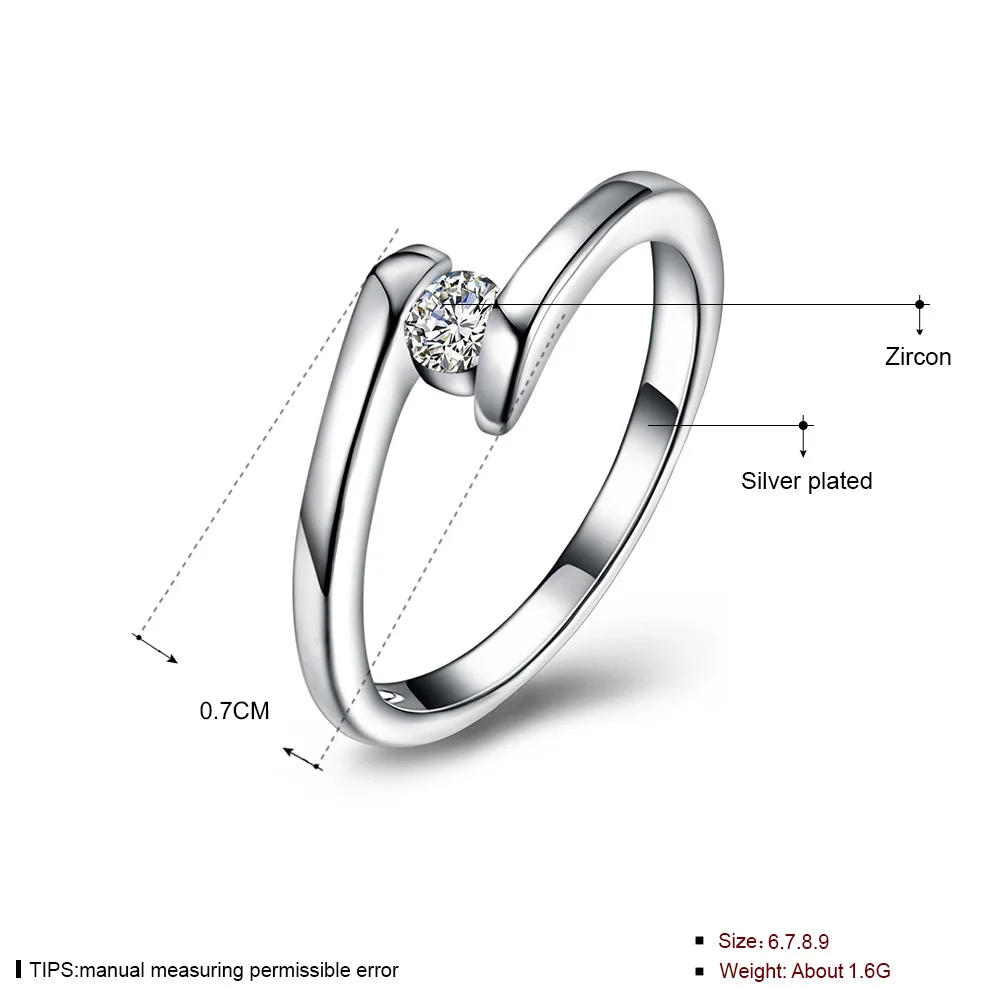 925 Sterling Silver Women Ring 7-10# Fine Simple Shiny Zircon Fashion Wedding Gift Charm Party Jewelry Accessories Wholesale