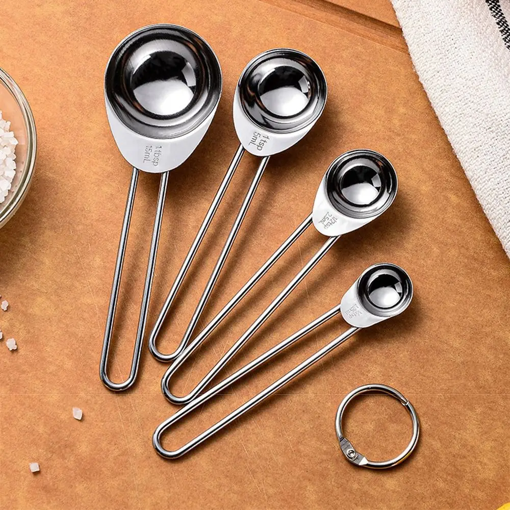 8Pcs Stainless Steel Measuring Cups and Spoons Set Accurate Durability Nesting Cups Hook Clasp with Scale