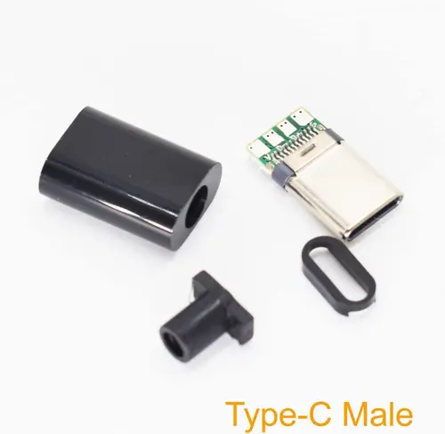 Imagen 2 del producto 10 Uds tipo C usb3.1 3A conectores USB de carga rápida conector macho enchufe trasero terminales eléctricos soldadura DIY accesorios de cable de datos