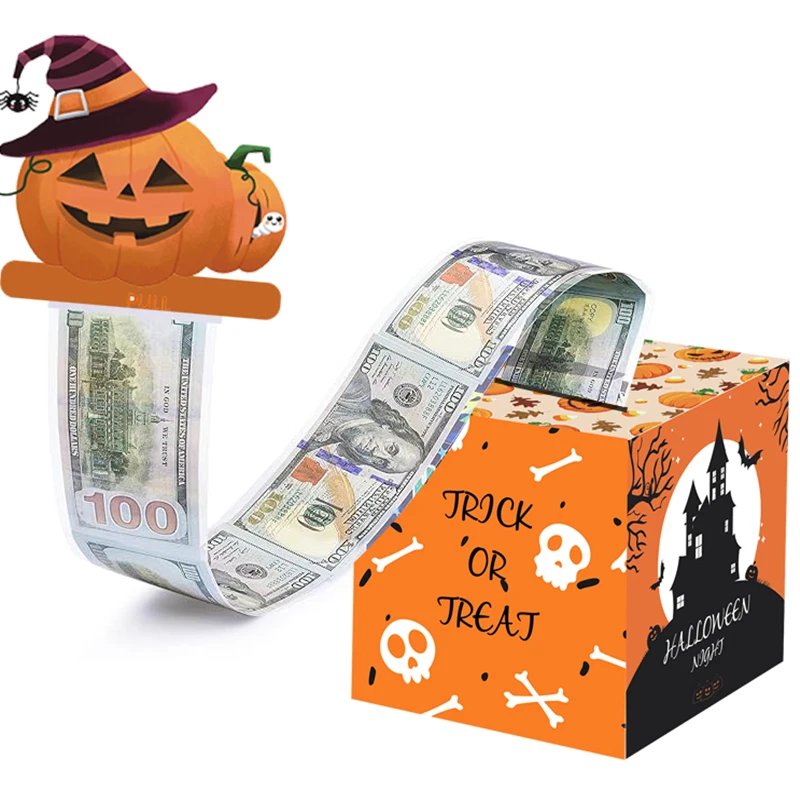 Halloween Party Money Box for Cash Gift Surprise Money Gift Boxes for Kids Adults with Pull Out Happy Birthday Day Card