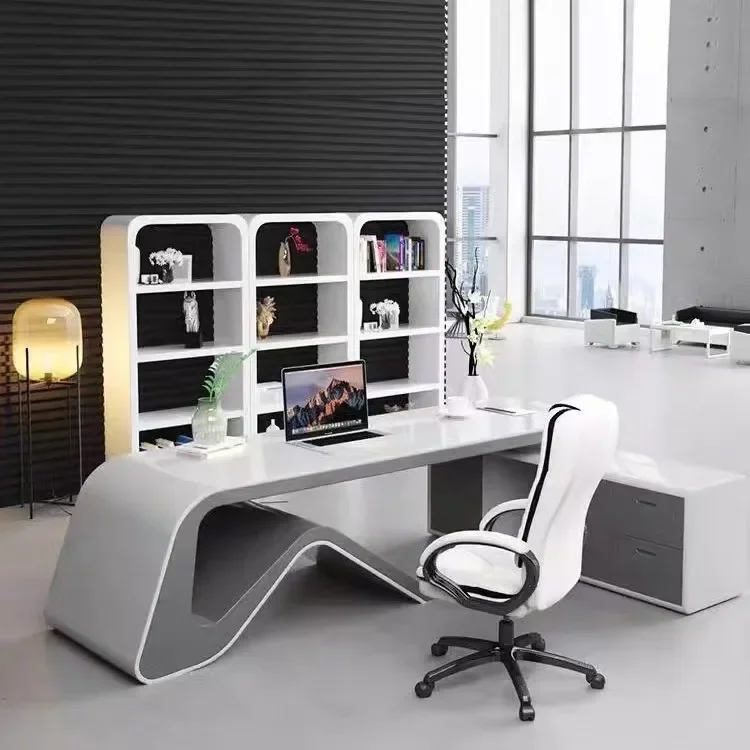 

K Simple Modern White Painted Fashion Boss Desk President Manager Supervisor Creative Desk