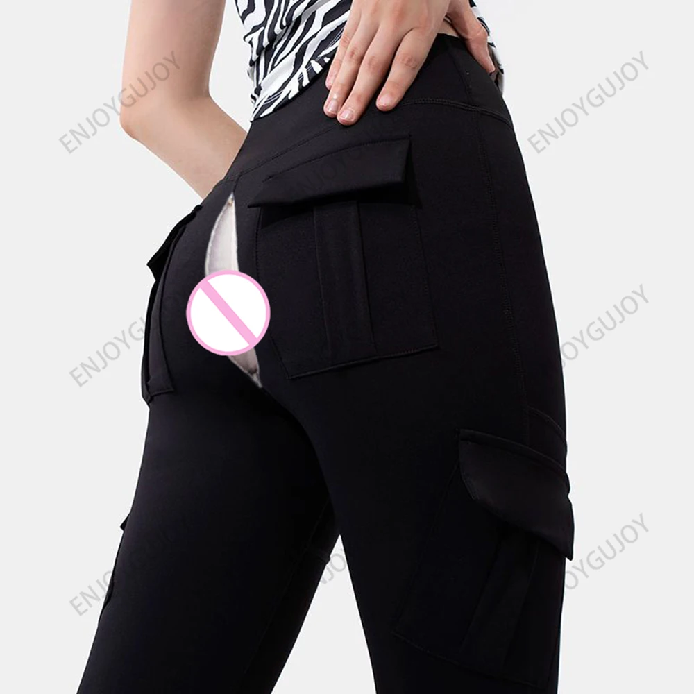 New Women's Yoga Pants，Exoticism Fitness Overalls High Waist，Invisible Open Crotch Outdoor Sex，Tight Trumpet Dance Trousers