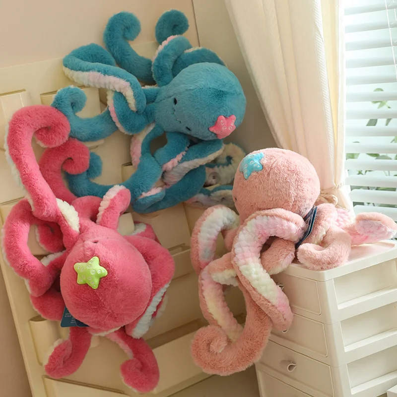 Simulation Color Octopus Plush Toys Fluffly Stuffed Animals Soft Lovely Accompany Doll Sleeping Pillow for Kids Girls Gits Decor