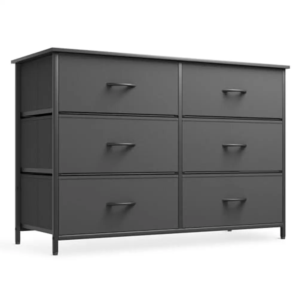 

Fabric 6-Drawer Steel Frame Dresser Storage Cabinet Chest of Drawers Waterproof Coated Organizer Bedroom Living 42"x28.5"x16.5