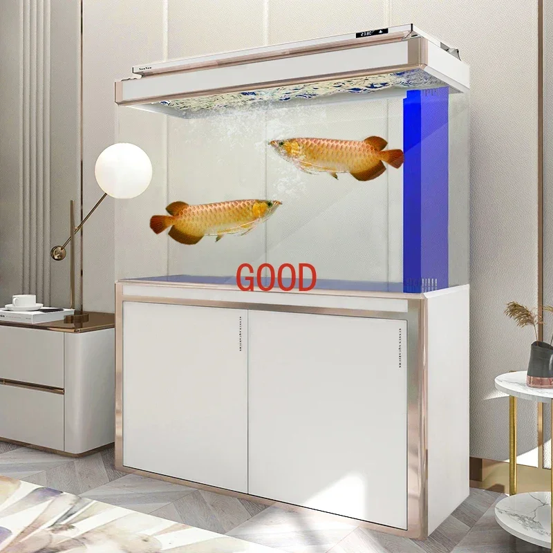 Large Floor Super White Fish Tank Glass Aquarium Living Room Ecological Pot Bottom Filter Household Cylinder Change Water