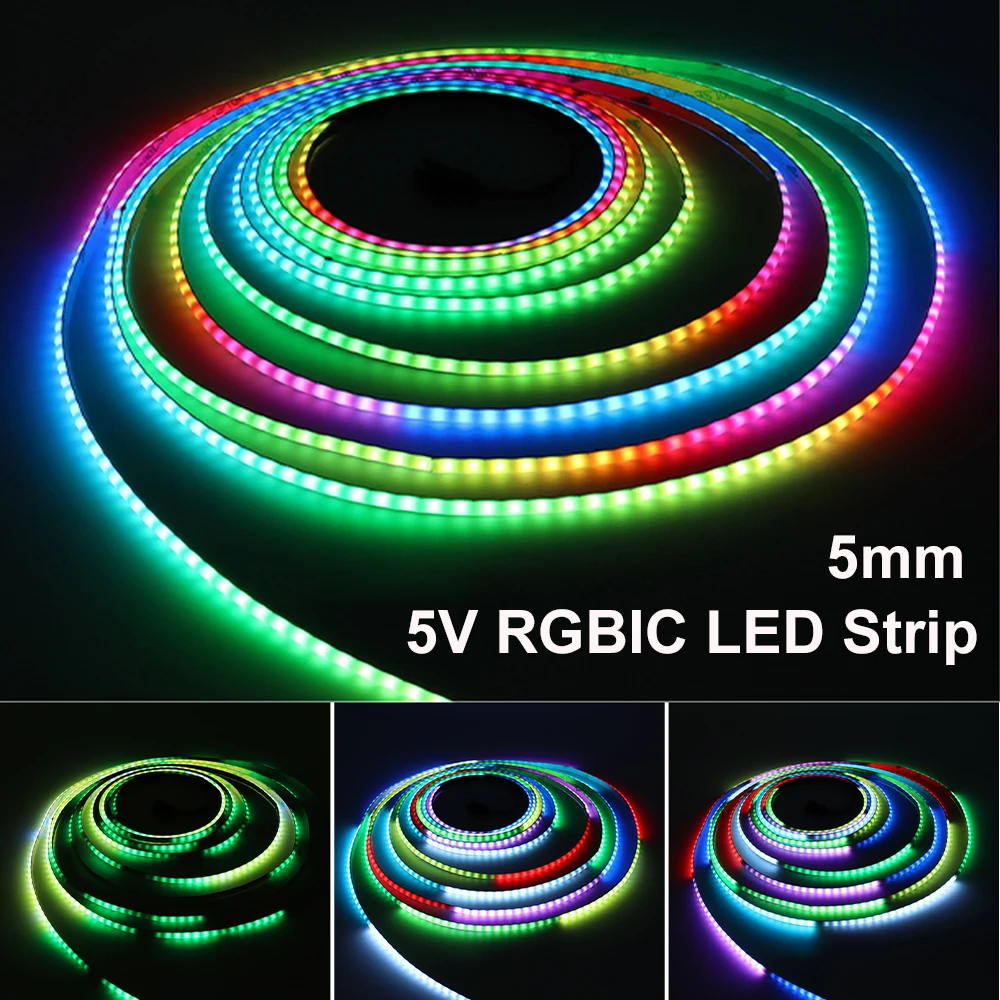 WS2812B 5V Addressable RGB LED Strip Light 5mm RGBIC COB Strip 160Leds/M Dream Color LED Strip Light Tape For Room Car Decor