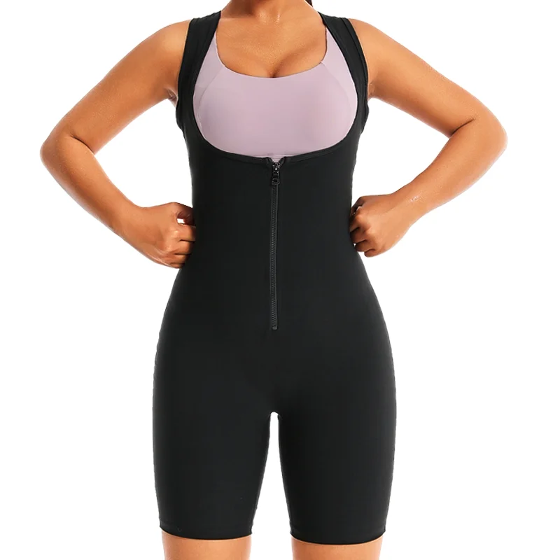 3 in 1 Gym Full Body Jumpsuit Fitness Sauna Suits for Women Weight Loss Bodysuits Slimming Vest Shorts Workout Waist Trainer
