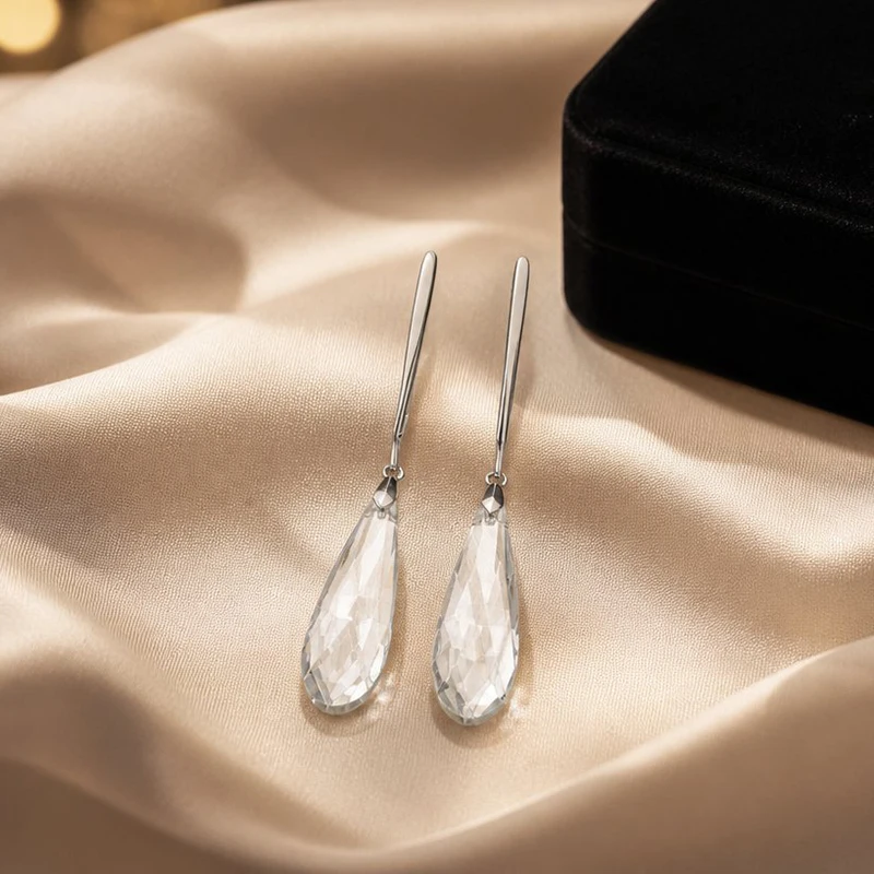 GANPUP Sparkling Teardrop Crystal Drop Earrings For Women Sweet Fashion New Ear Dangle Jewelry Gift Party Daily серьги женс