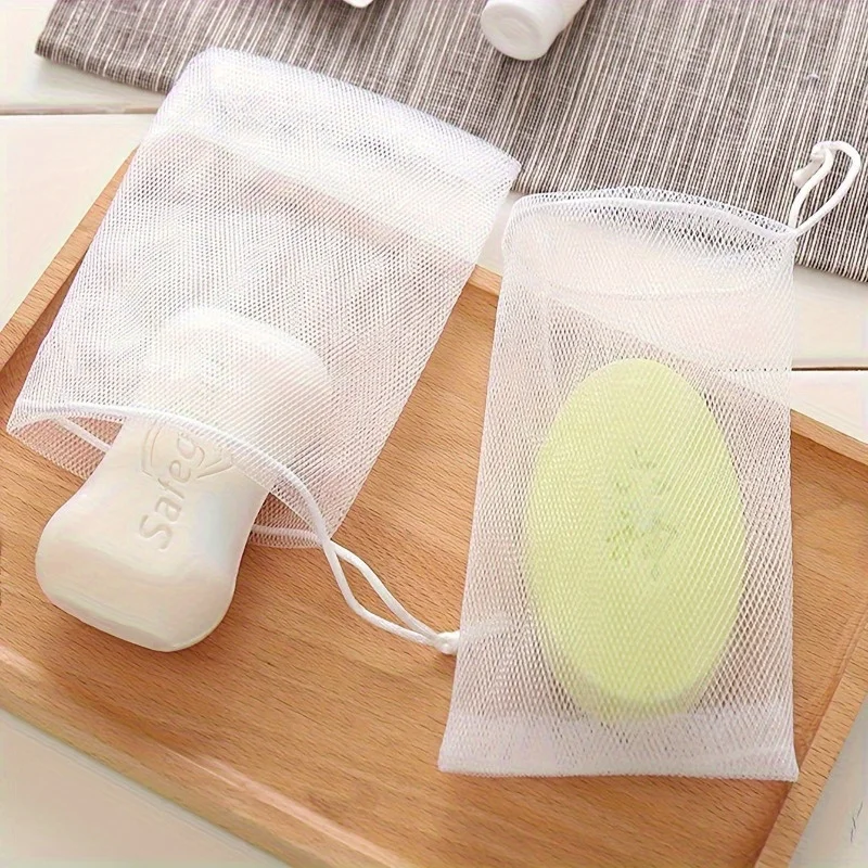 

5pcs Mesh Soap Bags Exfoliating Soap Saving Bags, Foam Mesh Soap Bag Bracket Bags, with Drawstring