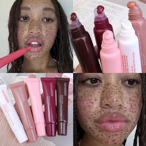 Brillo de labios de espejo de tubo suave, aceite de labios de colores, brillo de labios marrón desnudo, brillo de labios transparente hidratante, maquillaje cosmético de belleza