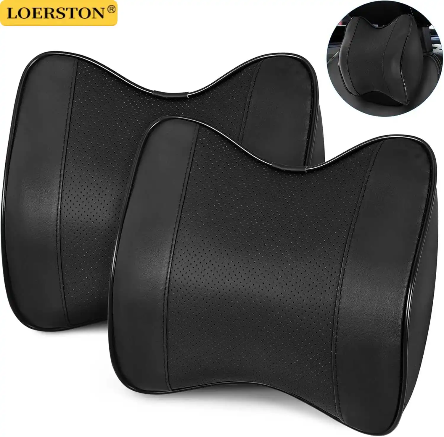 Almohada de Soporte para el Cuello y la Cabeza en el Auto, Cojín Transpirable de Espuma Viscoelástica de Rebote Lento, Protector Lumbar para Auto, Accesorios para Auto