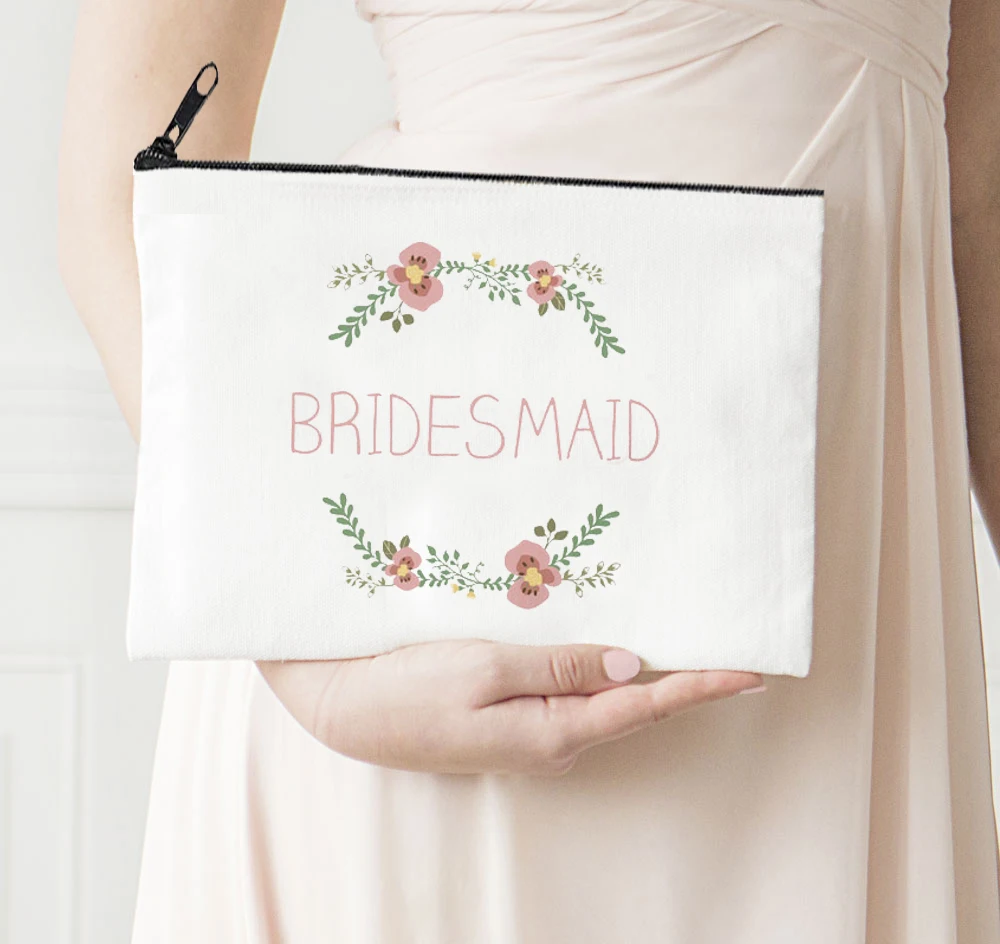 

Bridesmaid Flower Print Makeup Bag Travel Cosmetic Bag Toiletries Storage Bag Bridesmaid Beauty Bag Clutch Wedding Gift New