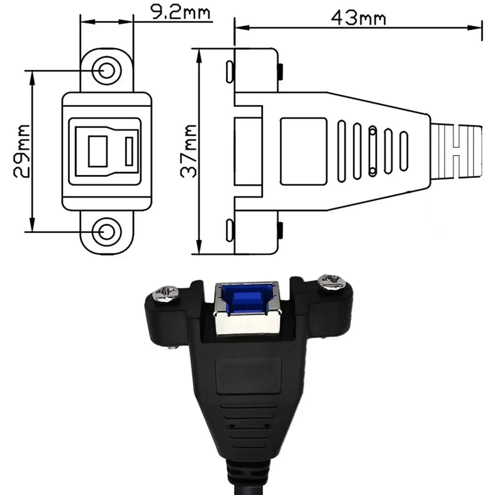 Usb3.0 พิมพ์ส่วนขยาย Docking ข้อมูลสาย Usb BM BF พร้อมสกรู Baffle แผงข้อมูลสาย 5gbps