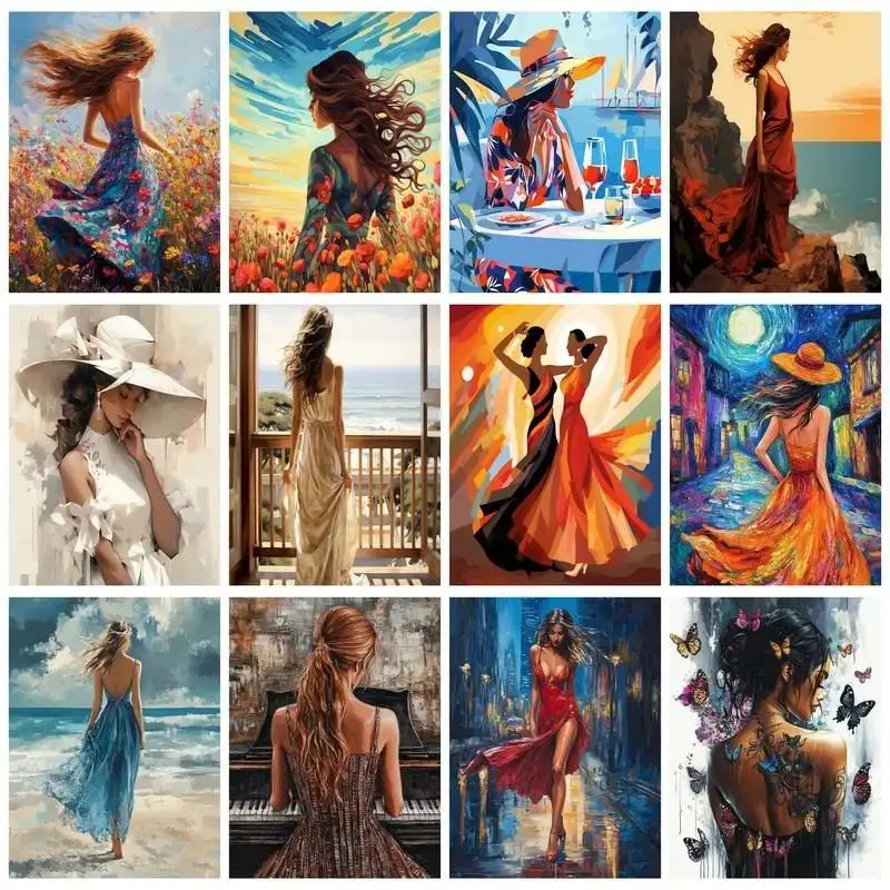 GATYZTORY Picture By Number Girl Kits Home Decor By Numbers Figure Drawing On Canvas HandPainted Art DIY Gift